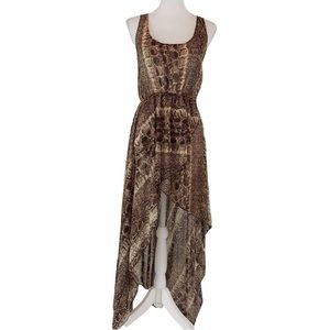 Better B. Snake Print Sleeveless High Low Brown Dress Women's Size M